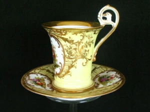 Antique Dresden Demitasse Cup & Saucer Courting Couple Hand Painted - Picture 1 of 9