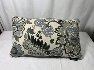 Cynthia Rowley Lumbar Pillow Sham with Feather Insert 12 x 19 Gray Floral - Picture 1 of 3