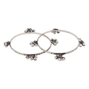 Silber Indisch Oxidiert Armreifen Bollywood Vergoldet Ethno Armbänder Armreif Schmuck - Bild 1 von 3
