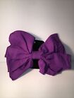VTG Purple FABRIC Oversized SCARF Bow HAIR Clip BARRETTE Silky RUFFLED French