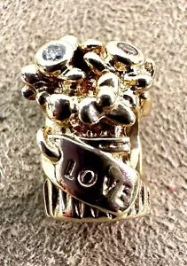 PANDORA LOVE BOUQUET CHARM - 14KY W/ DIAMONDS 750446D - Picture 1 of 8