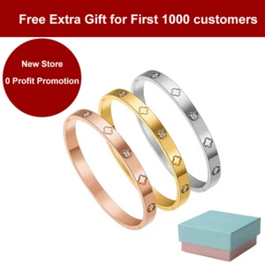 18K Gold Plated Lucky Clover Bracelet for Women Fashion Bracelets Gift for Girls - Picture 1 of 15