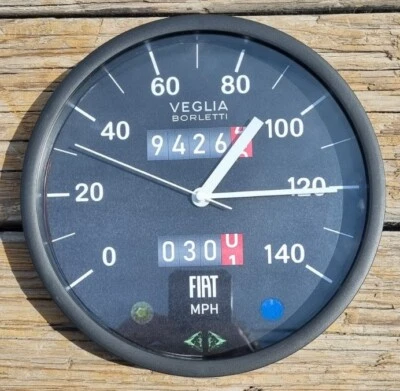 Fiat Spider 2000 Gris Velocímetro Pared Cristal Reloj Garaje Hogar Habitación Oficina Decoración Foto 1 de 4