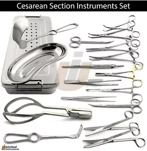 Pinzas básicas de cesárea cesárea parto vaginal instrumentos quirúrgicos kit caja - Imagen 1 de 19