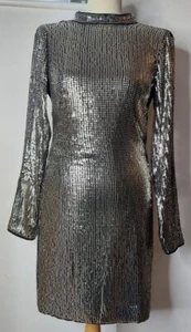 New Mint Velvet Silver Sequin Shift Dress Size 8 Christmas Occasion Defect - Picture 1 of 9