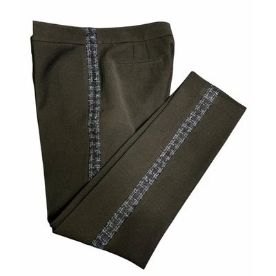 Tory Burch Tobie Black Blue Tweed Tuxedo Stripe High Rise Tapered Pants Wmns 30 - Image 1 of 4