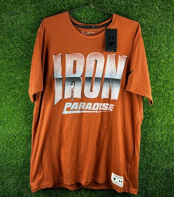 NUEVO CON ETIQUETAS Under Armour Project Rock Iron Paradise Para hombres 2XL XXL Naranja S/S Camiseta Foto 1 de 4