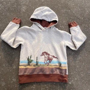 ARIAT Hoodie Graphic Sweatshirt Horse Cream Brown Cowgirl Western Girl Medium 10 - Picture 1 of 7