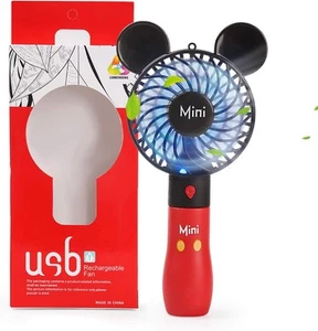 Hand Held Fan Cartoon fan Portable Hand held USB Rechargeable Fans with 3 - Picture 1 of 7