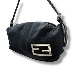 FENDI Mamma Baguette Shoulder Hand Bag Nylon Leather Authentic Ml - Picture 1 of 7
