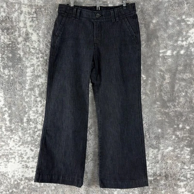 Pantalones Lee Petite Talla 8 Rectos Elastizados Mezcla de Algodón Frente Plano Negro Botón Cremallera Foto 1 de 4