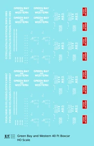 K4 HO Scale Decals Green Bay and Western 40 Ft Boxcar White and Red - Picture 1 of 3