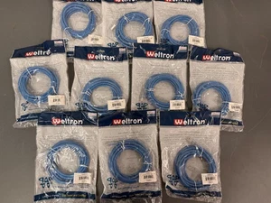 BAG OF 10 Weltron 10' Blue CAT6 RJ45 Snagless Patch Cables # 90-C6CB-BL-010 - Picture 1 of 11