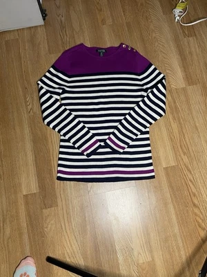 Suéter a Rayas Lauren Ralph Lauren Para Mujer Púrpura y Negro Talla XL Foto 1 de 4