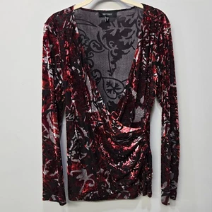 Y2K Karen Kane Shirt Top Damen XL Blumen Samt Burnout Whimsigoth dunkel romantisch - Bild 1 von 10