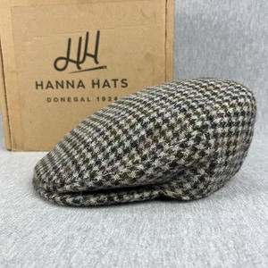 Hanna Hats of Donegal Flat Cap Vintage Tweed Small Houndstooth 100% Wool NEW - Picture 1 of 11