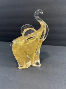 Venetian Murano Glass Modern Fornace Mian Gold Elephant 8.5” - Picture 1 of 14