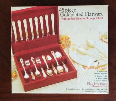 Juego de cubiertos chapados en oro de 45 piezas China nuevo en caja Foto 1 de 2