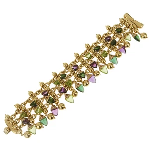 Bvlgari Naturalia Amethyst Tourmaline Peridot Diamond 18k Yellow Gold Bracelet - Picture 1 of 4
