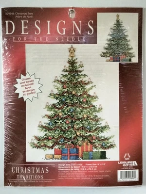 Leisure Arts Beaded Xmas Tree Cross Stitch Kit Gold Angel Tree Topper Charm - Imagem 1 de 4