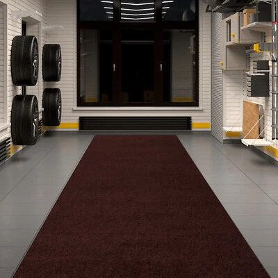 Runner Rug Hallway Non Slip Rubber Back Custom Size as Carpet Doormat Brown - Image 1 of 4