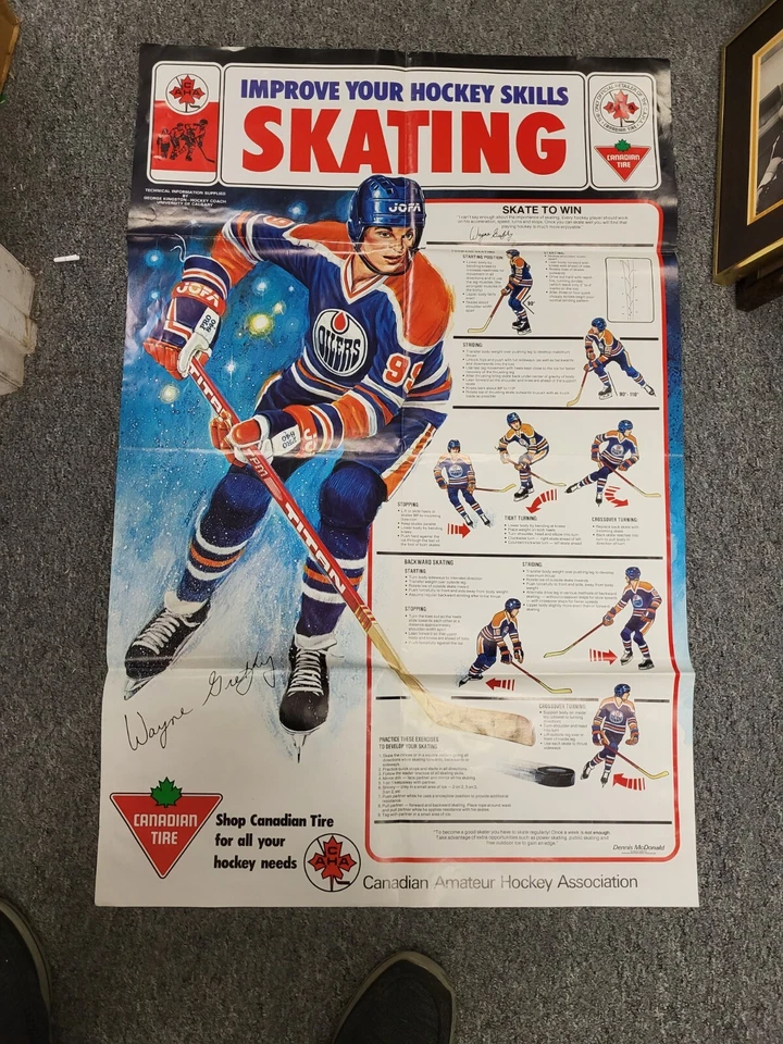 WAYNE GRETZKY OILERS PROMO IMPROVE YOUR HOCKEY SKILLS POSTER  ORIGINAL 1981 CAHA - Image 1 of 1