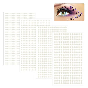 1792 Pcs 4 Sizes Self Adhesive Face Rhinestones Gems Stickers, Beige White - Picture 1 of 6
