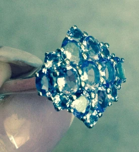TANSANIT CLUSTER RING, 2,06 KT IN PLATIN ÜBER STERLINGSILBER GEFASST, GRÖSSE 7  - Bild 1 von 12