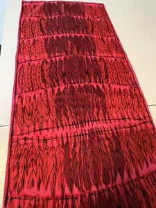Vera Red Pink Feathers Trees Oblong Scarf 44" x 14" - Picture 1 of 4