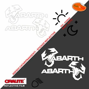 Adesivi abarth catarifrangenti scorpione bianco sticker reflective pvc 2 pz. - Picture 1 of 3