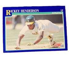RICKEY HENDERSON 1991 SCORE BASEBALL CARD # 10 E0574