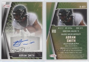 2022 SAGE High Series Auto Black Abram Smith #A-AS3 Rookie Auto RC