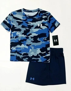 Boys Size 5 nike Under Armour Shirt & Shorts 2 Piece Graphic Navy Camo Set: NWT - Picture 1 of 3