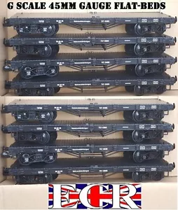 8 X G SCALE 45mm GAUGE FLATBED TO BUILD ON. RAILWAY TRUCK GARDEN TRAIN FLAT BED - Picture 1 of 11