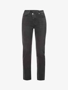 AGOLDE £265 Black Criss Cross Straight Leg High Rise Jeans W32 UK 14 EU 42 BNWT - Picture 1 of 16