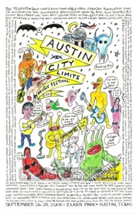PÓSTER DE CONCIERTO DEL FESTIVAL ACL 2008 11x17 arte de pared de rock de Austin Texas Foo Fighters - Imagen 1 de 1