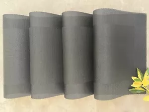 Placemats 4PC Grey Table Dinner Mats Dining Vinyl Place Washable Heat-Resistant - Picture 1 of 3