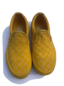 Kids Vans Classic Checkerboard Yellow Slip On Low Top - Picture 1 of 6