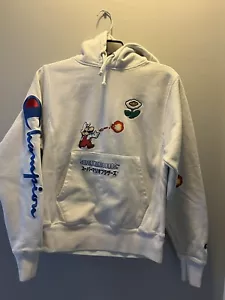 CHAMPION X SUPER MARIO BROS FIRE MARIO FIRE FLOWER REVERSE WEAVE HOODIE X-SMALL - Picture 1 of 8