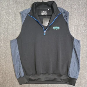 Page & Tuttle Sleeveless 1/4 Zip Pullover Vest Men’s XL Black Navy Golf NEW Logo - Picture 1 of 10