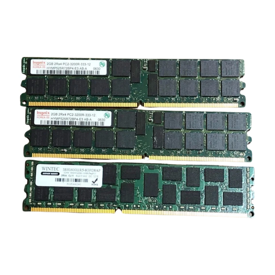 2 Hynix 2gb 2Rx4 PC2-3200R-333-12 & 3SH160011RS-8GP-P Wintec DDR3 - Image 1 of 4