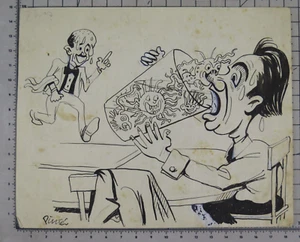 DISEGNO ORIGINALE FIRMATO PINTÉ ILLUSTRATORE UMORISTICO UNGHERESE BM53.5L - Picture 1 of 8