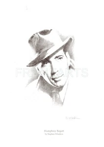 HUMPHREY BOGART Pencil Sketch Print by Stephen Wheldon - Picture 1 of 1