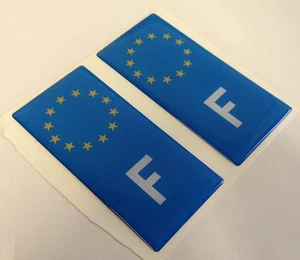2x French France F Euro Gel 3D Sign Plate Side Badge Badges for METAL PLATES - Picture 1 of 1