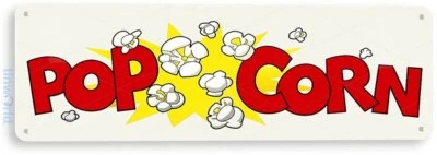 Popcorn Sign Hot Fresh Butter Popcorn Machine Movie Theater Cinema Tin Sign B898 - Image 1 of 3