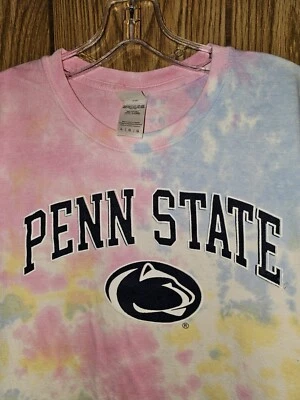 Penn State University Large Womens Pink TieDyed Graphic Logo Tshirt NCAA - Image 1 of 4