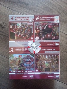 NCAA Alabama Crimson Tide Football 4 Pack 100 Piece Puzzles With Bonus Posters - Picture 1 of 10