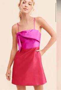 Mini Vestido Anthropologie Hutch Serena Lazo Rosa Rojo Talla 4 - Imagen 1 de 12