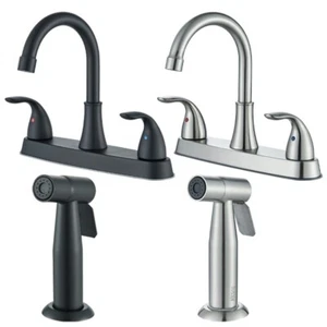 Modern Kitchen Faucet with Pull Out Side Sprayer 3 Holes Mixer Tap for Sink RV - Picture 1 of 23
