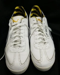 PUMA MEN'S ROMA VIA PERFORATED MOTOSPORT SHOES WHITE / BLACK/ GOLD SIZE 12 - Picture 1 of 23